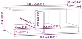 Mesa de centro 102x50x36 cm madeira processada branco/sonoma