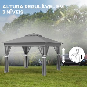 Outsunny Tenda Dobrável 336x336 cm Tenda de Jardim com Teto Duplo 4 Pa