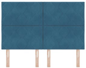 Cabeceira LED com design de blocos de diamante azul escuro, 144 cm em