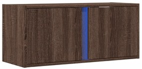 Móvel de parede p/ TV c/ luzes LED 80x31x35cm carvalho castanho