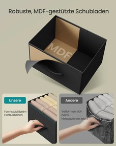 Cómoda com 5 gavetas de tecido 30 x 98,8 x 52,2 cm Preta