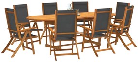 vidaXL 9 pcs conjunto de jantar para jardim acácia maciça e textilene