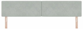 Cabeceira LED com botões de cristal, estofada em cinza claro, 100 cm,