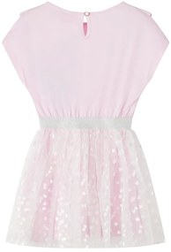 Vestido de criança com folhos rosa-claro 104