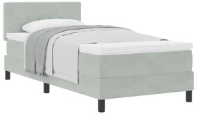 Cama Box com Colchão VidaXL Cinza Claro Solteiro Veludo