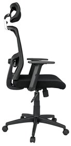 Cadeira de escritório ESTAMBUL, ergonómica, rede preta, assento tecido preto