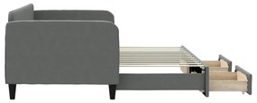 Sofá-cama c/ gavetão e gavetas 90x200 cm tecido cinzento-escuro