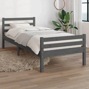 814786 vidaXL Estrutura de cama solteiro 90x190 cm madeira maciça cinza