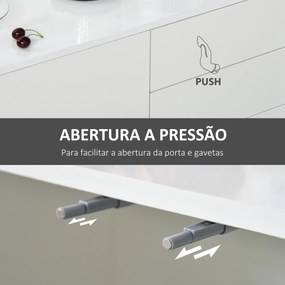 Aparador de Sala de Estar com 3 Portas 2 Gavetas e Prateleira Interior Ajustável Móvel Auxiliar de Armazenamento para Cozinha Dormitório Anti-Rolament