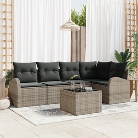 Conjunto de Sofá de Jardim de 5 Peças com Almofadas Preto Rattan Sinté
