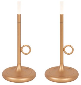 LED Conjunto de 2 candeeiros de mesa para exterior dourado com dimmer recarregável - Sjarel Design