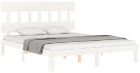 Estrutura de cama King Size com cabeceira madeira maciça branco