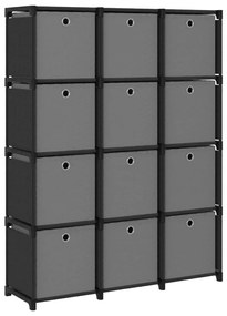 vidaXL Unid. prateleiras 12 cubos c/ caixas 103x30x141 cm tecido preto