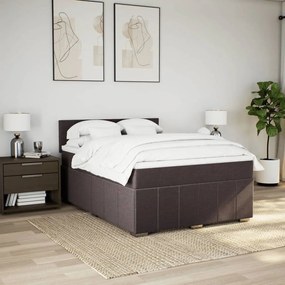 Cama com molas/colchão 160x200 cm tecido castanho-escuro