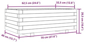 Vaso/floreira de jardim 70x40x26,5 cm pinho maciço branco