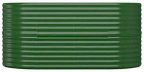 Canteiro elevado jardim 152x80x68 cm aço revestido a pó verde
