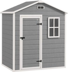 Outsunny Caseta para ferramentas 1,9 m² 182 x 121 x 200 cm Abrigo com telhado em duas águas Piso Porta trancável | Aosom Portugal