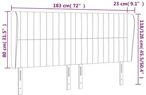 Cabeceira de cama c/ abas veludo 183x23x118/128 cm preto