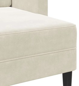 Sofá 2 lugares com Chaise em L 125 cm veludo creme