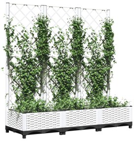 Vaso/floreira jardim c/ treliça 120x40x121,5 cm PP branco