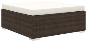 11 pcs conjunto lounge jardim c/ almofadões vime PE castanho