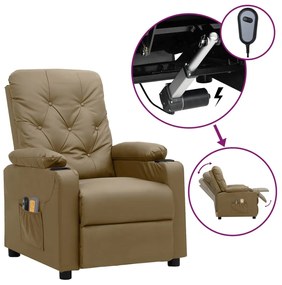 vidaXL Poltrona massagens reclinável elétrica couro artif. cappuccino