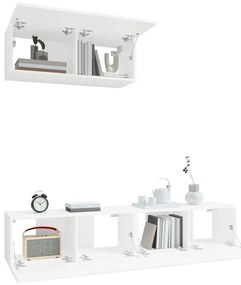 Conjunto móveis de TV 3 pcs madeira processada branco