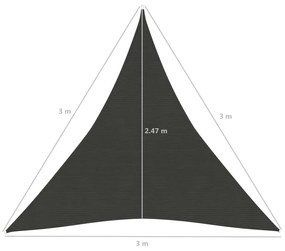 Para-sol estilo vela 160 g/m² 3x3x3 m PEAD antracite