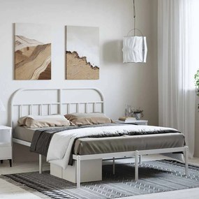 Estrutura de cama com cabeceira 135x190 cm metal branco