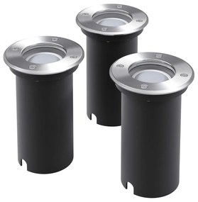 vidaXL Iluminação LED p/ piso exterior, 3 pcs, redondo