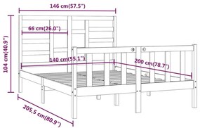 Cama sem colchão 140x200 cm madeira de pinho maciça branco