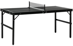 Mesa de Ping Pong Dobrável com Estrutura de Alumínio Portátil para Interior e Exterior 152x76x72 cm Preto