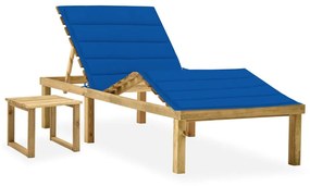 vidaXL Espreguiçadeira de jardim com mesa e almofadão pinho impregnado
