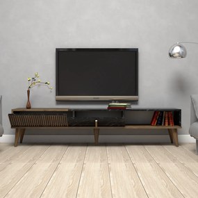 Móvel TV Milan – Nogueira e Preto – 180x40x35 cm