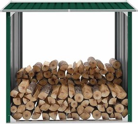 vidaXL Abrigo para arrumação de troncos aço 172x91x154 cm verde