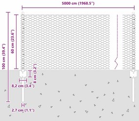 Postes de Cerca vidaXL 11 pcs U-Channel Cinza 60 cm Aço