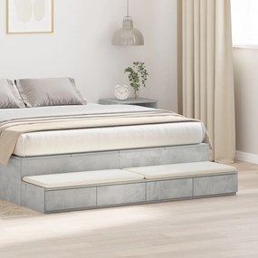Gavetas de cama em Cinza Cimento - 135x36.5x16.5 cm Feitas de Madeira