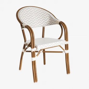 Pacote Com 4 Cadeiras De Jantar Empilháveis De Alumínio Brielle Bistro Com Braços Nude Beige - Gardénia Branco - Sklum