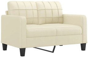 3 pcs conjunto sofás c/ almofadões couro artificial cor creme