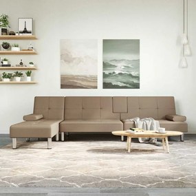 Sofá-cama em forma de L 255x140x70 cm couro artif. cappuccino