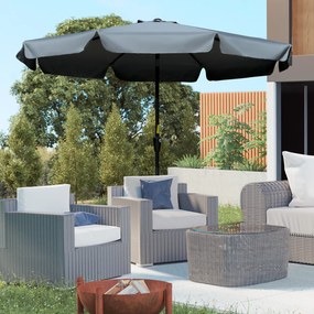Chapéu de Sol de Jardim Ø266x248,5 cm Proteção UV50+ Chapéu de Sol de Alumínio Inclinável com Teto de Ventilação Cinza Escuro