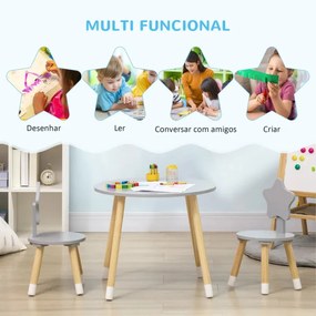 Conjunto Infantil Star - 1 Mesa e 2 Cadeiras - Design Nórdico