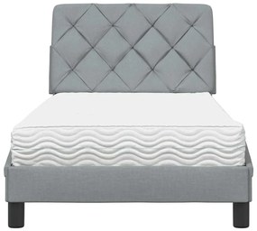 Cama com colchão 80x200 cm tecido cinzento-claro
