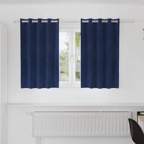 Cortinas Blackout vidaXL com Ilhós 2 pcs Veludo Azul Escuro