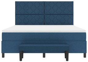 Cama Box Spring com Colchão &amp; Banco Azul 180x200 cm Tecido