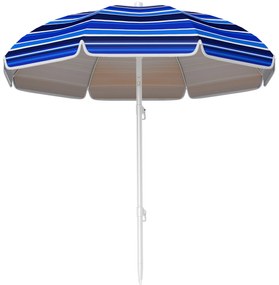 Outsunny Chapéu de Sol Grande para Praia Ø180 cm Dobrável com Ângulo Ajustável Proteção UV50+ Impermeável Mastro de Ø32 mm Multicolor