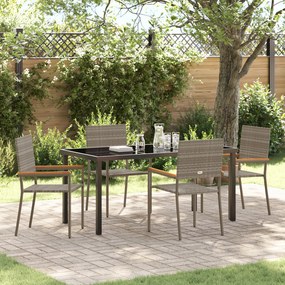 vidaXL Conjunto de Jantar de 5 Peças Cinza Rattan de Polietileno