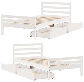 Cama sem colchão 100x200 cm madeira de pinho maciça branco