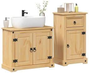 vidaXL 2 pcs conj. de móveis p/ casa de banho Corona pinho maciço