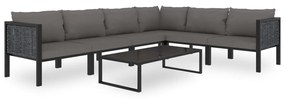 vidaXL 7 pcs conjunto lounge de jardim c/ almofadões vime PE antracite